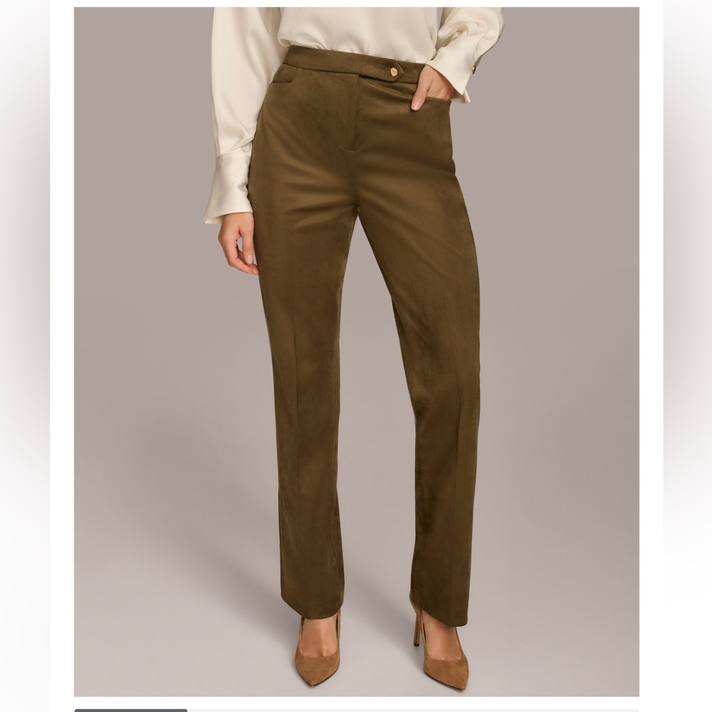 Donna Karan New York Women’s Straight-Leg Faux-Suede Pants Size 8